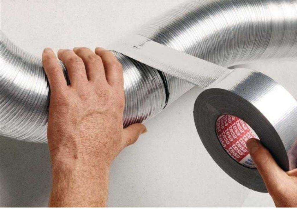 Duct tape makes a good seal for ductwork